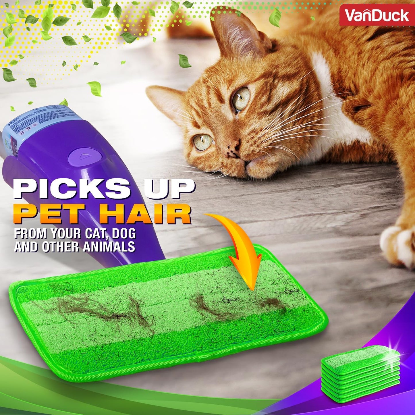 VanDuck Reusable Mop Pads Compatible with Swiffer WetJet (4 Pack) - Microfiber Mop Refill for Wet Mopping Cloths - Hardwood Floor Cleaning Pads are Reusable Replacements