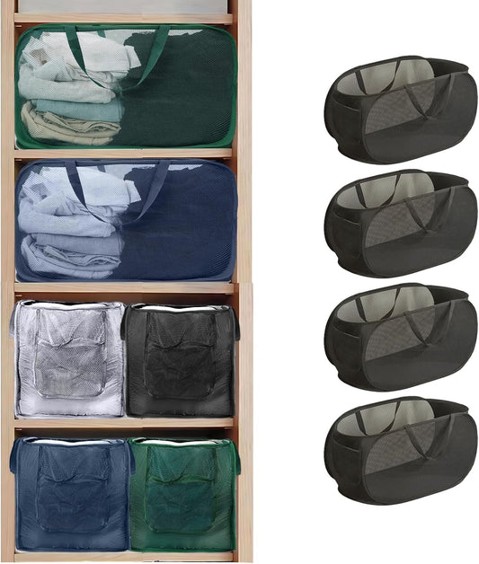 4 Pack Closet Storage Bins, Storage Containers for Closets, Fabric Closet Bins for StorageDecorative ,Collapsible Baskets for Organizing Clothes Toy Nursery (Black)