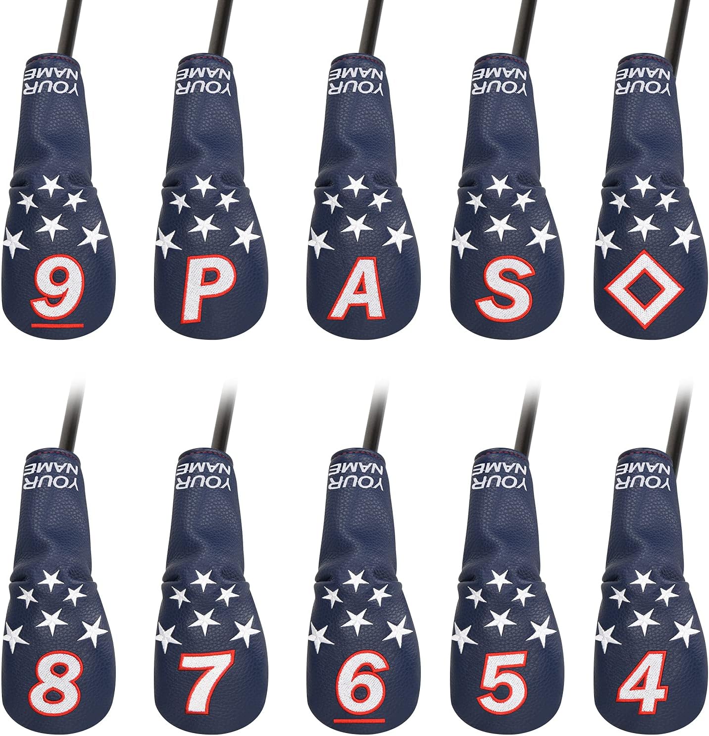 Blue and White Stars Hybrid Iron Head Covers