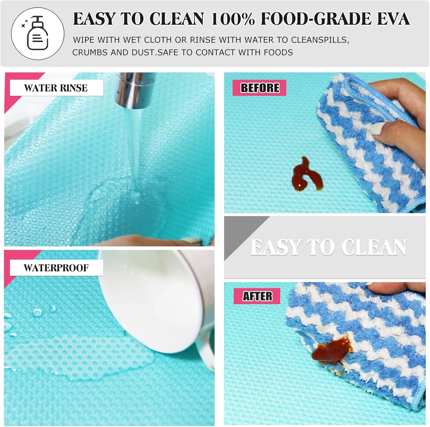 20Pcs Refrigerator Liners, Washable Fridge Liner Shelf Mats Refrigerator Pads for Cupboard Cabinet Drawer Home Kitchen Accessories Organization (Blue)