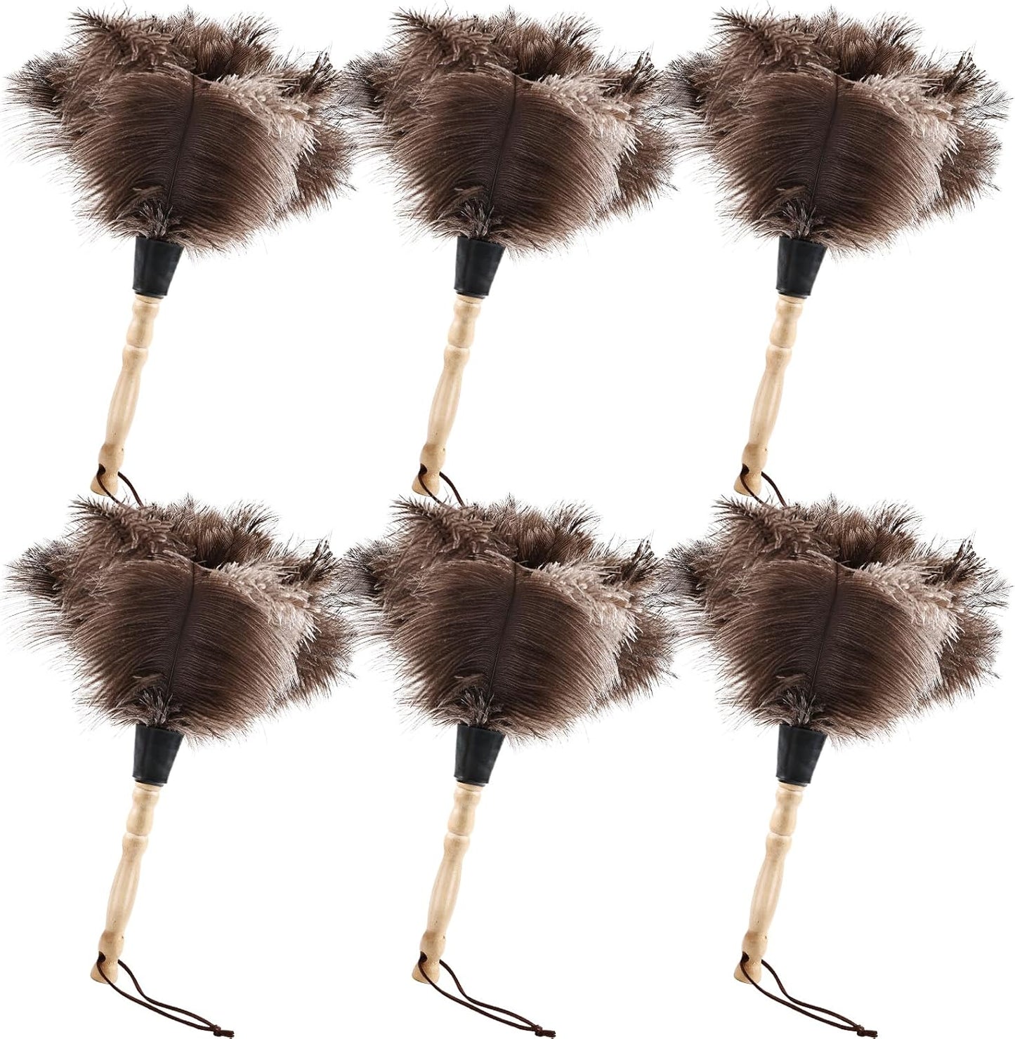 Ostrich Feather Duster 14" Natural Handheld Reusable Feathers Dusters with Wooden Handle for Cleaning Supplies Home Car Office(6PCS)