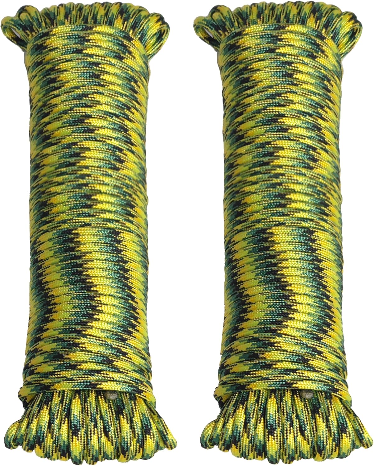 Braid 7 Strand Outdoor Survival Paracord Polyester Rope Nylon Rope Mix Thick Heavy Duty Ropes 5/32'' 100ft 2Packs High Strength Perfect for Clothesrope Camping Hiking and Other Outdoor Activities