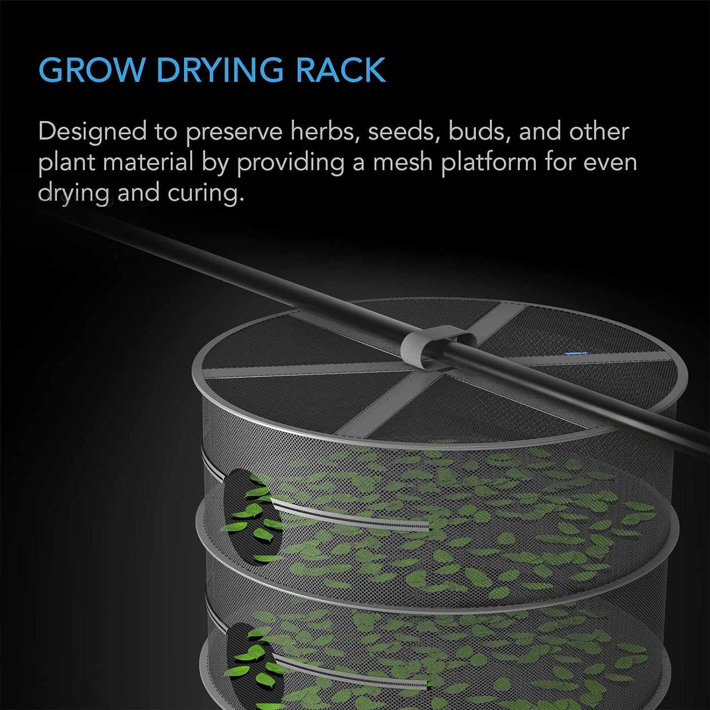 AC Infinity Herb Drying Rack, 4-Layer Hanging Mesh Net for Plants, Seeds, and Buds, 24" Diameter Fit in Grow Tents Closets Hydroponics
