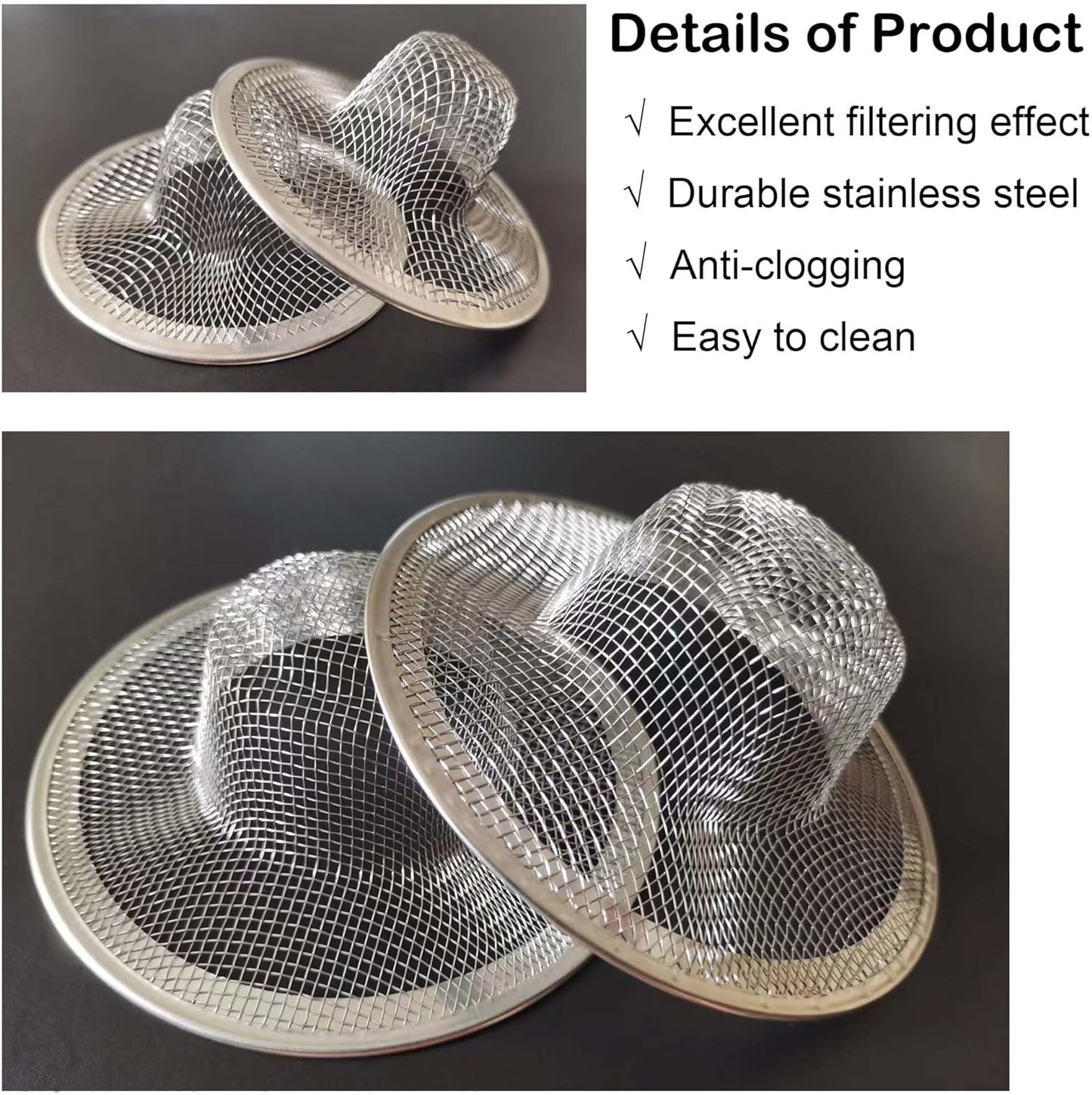 8PCS Metal Mesh Kitchen Sink Strainer, 4.41" Stainless Steel Slop Basket Filter Trap, Mesh Sink Drain Strainer Kitchen, Hair Basket Drain - Fits Most Kitchen Bathroom Sinks Shower Floor Drain