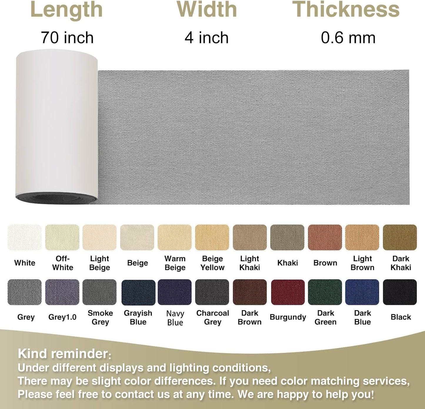 Canvas Repair Tape 4×70 Inch Waterproof Self-Adhesive Fabric Repair Patch for Repairing Boat Covers,Tents,Patio Umbrellas,Car Seats,Luggage,Sofas.(Grey)