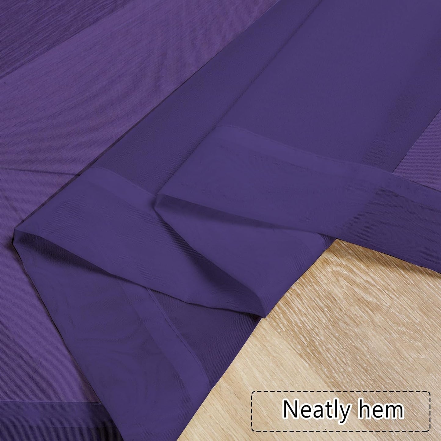 Chyhomenyc Sheer Valances for Windows 2 Packs, 42Wx14L Inches Small Window Valance for Living Room Bathroom Cafe Laundry Basement, Elegant Rod Pocket Voile Valance, Purple