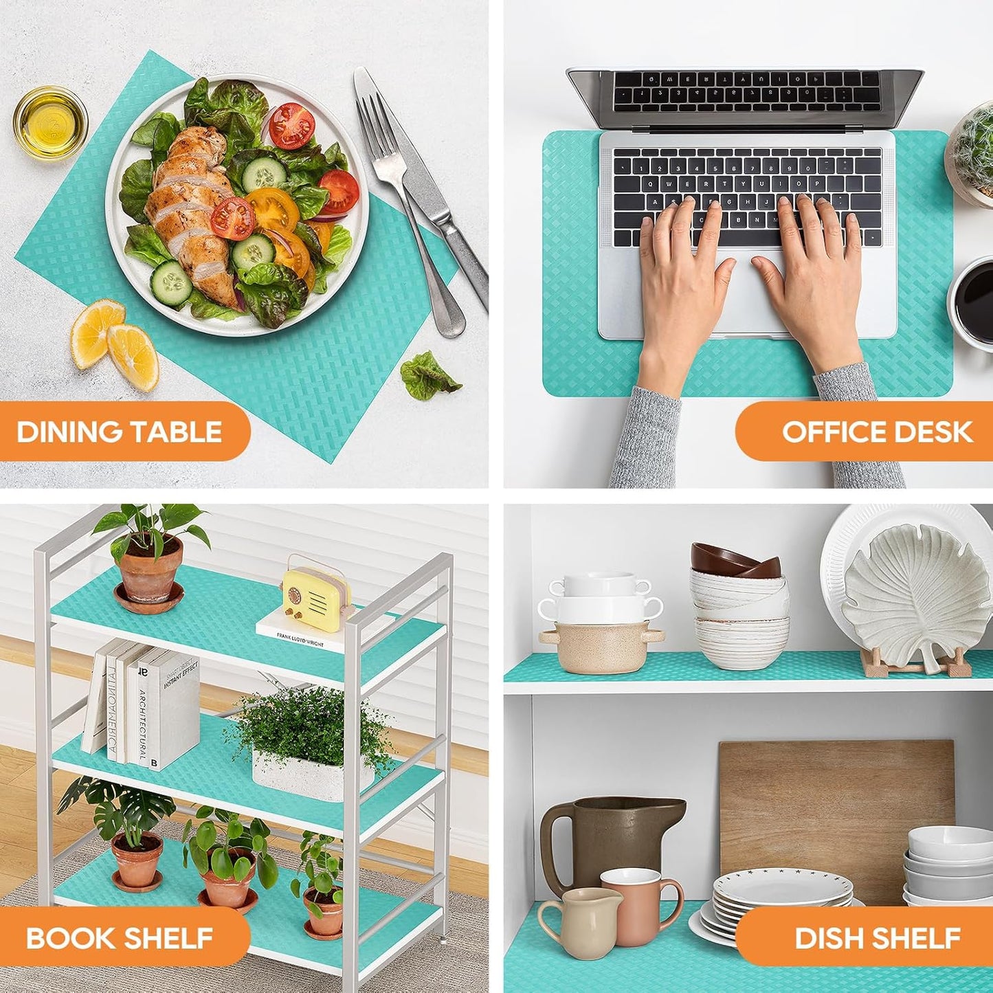 Blue Shelf Liners for Kitchen Cabinets Refrigerator Liners Waterproof & Oil-Proof Kitchen Cupboard Liner Drawer Mats EVA Material Non Adhesive Fridge Liner 11.8 x 236.2 Inches x 2 Rolls