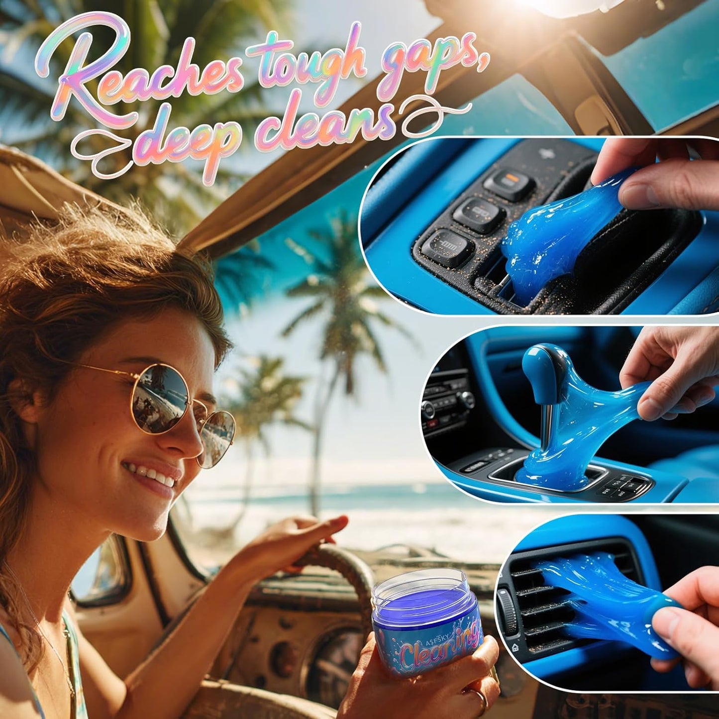 ASFSKY Car Cleaning Gel (Blue,Blueberry) Cleaning Putty Universal Dust Cleaning Car Interior Cleaner Keyboard Dust Remover Car Slime Gifts for Men Women Girl（1 Pack）