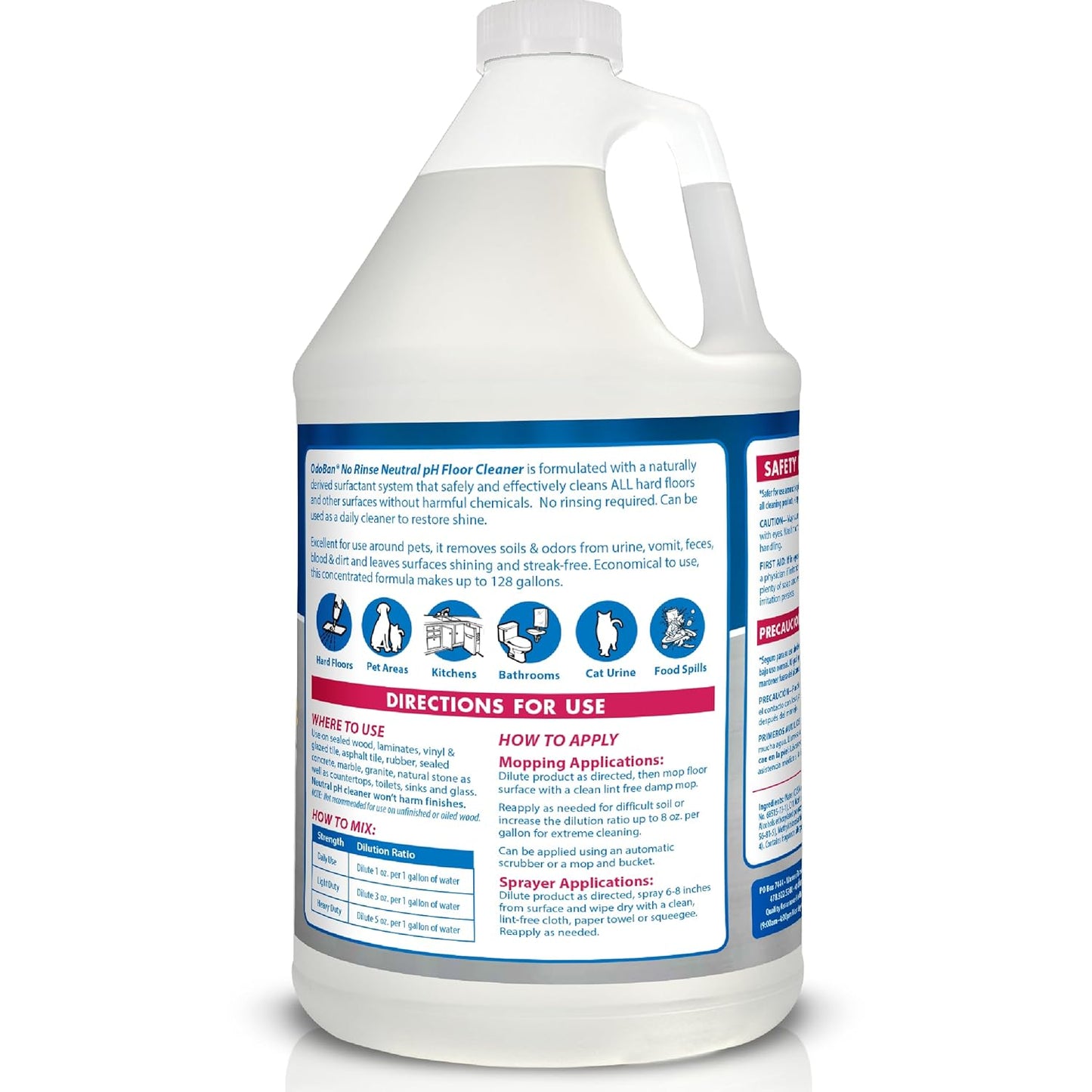 OdoBan Pet Solutions No Rinse Neutral pH Floor Cleaner Concentrate, Made in the USA, Splash O' Citrus Scent, 3 Gallons