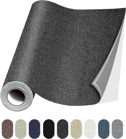Fabric Repair Patches, 17X158 Inch Linen Repair Tape Self-Adhesive Fabric Patches Durable, DIY Large Linen Tape for Sofa, Couches, Furniture, Chair, Clothing （17X158 Inch, Dark Grey）