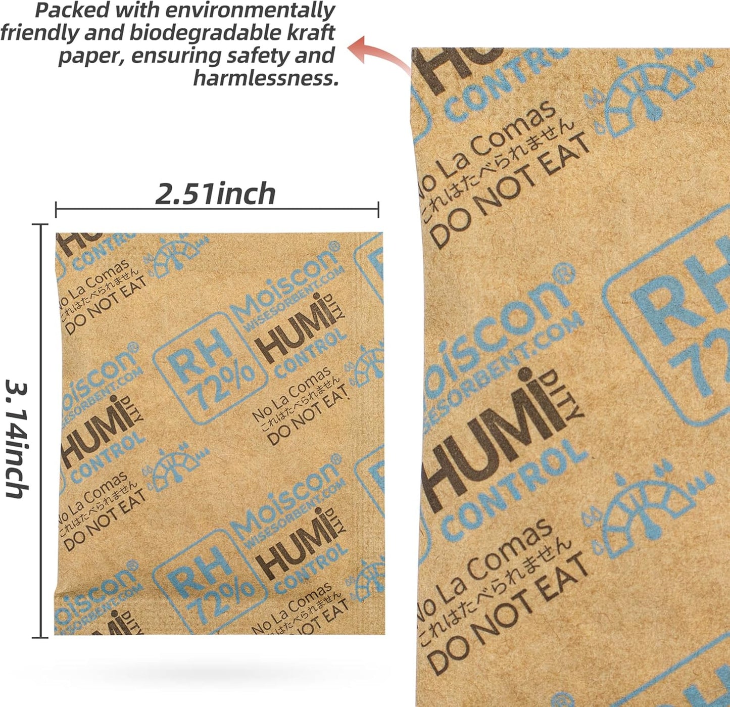 72% Two-Way Humidity Control Packs- 8 Gram Moisture Absorbers for Herbs, Wood Humidifier Boxes - Natural Craft Paper Design, Individually Sealed Packets, Prevents Leaks [15 Pack]