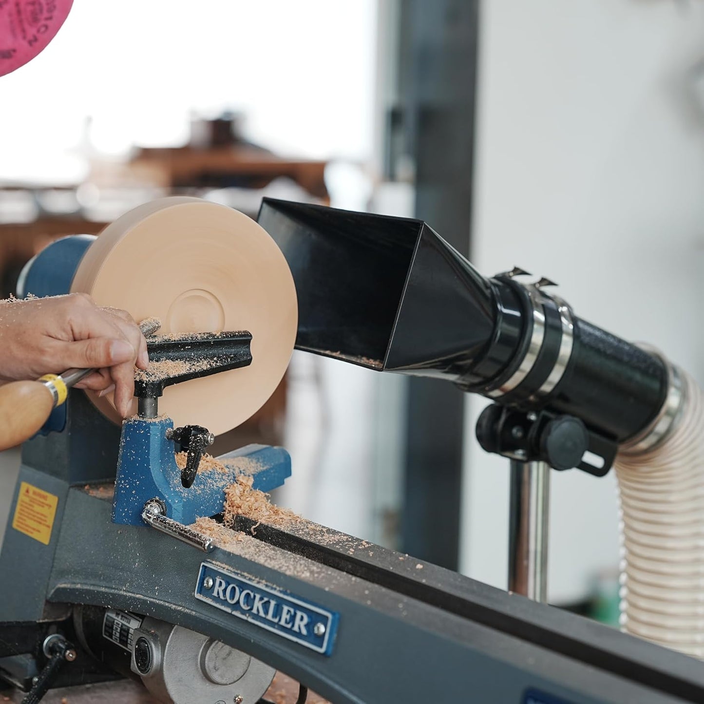 Dust Extraction Hood with Flexible Rubber Cuff for Interchangable Dust Hood for Woodturning Lathe, Woodturning tools.