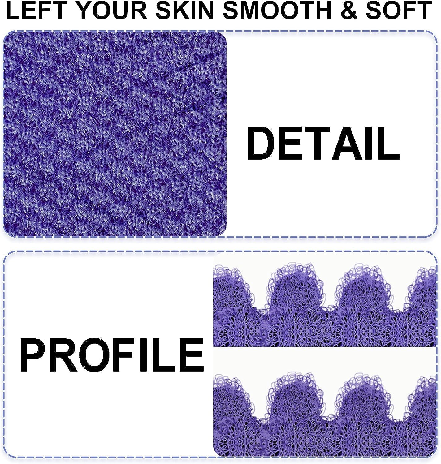 Evridwear Exfoliating Gloves for Shower, 100% Nylon Thick Soft Medium Heavy Bathing Gloves Dead Skin Remover Body Scrubber Smooth Skin with Hang Loop, Purple