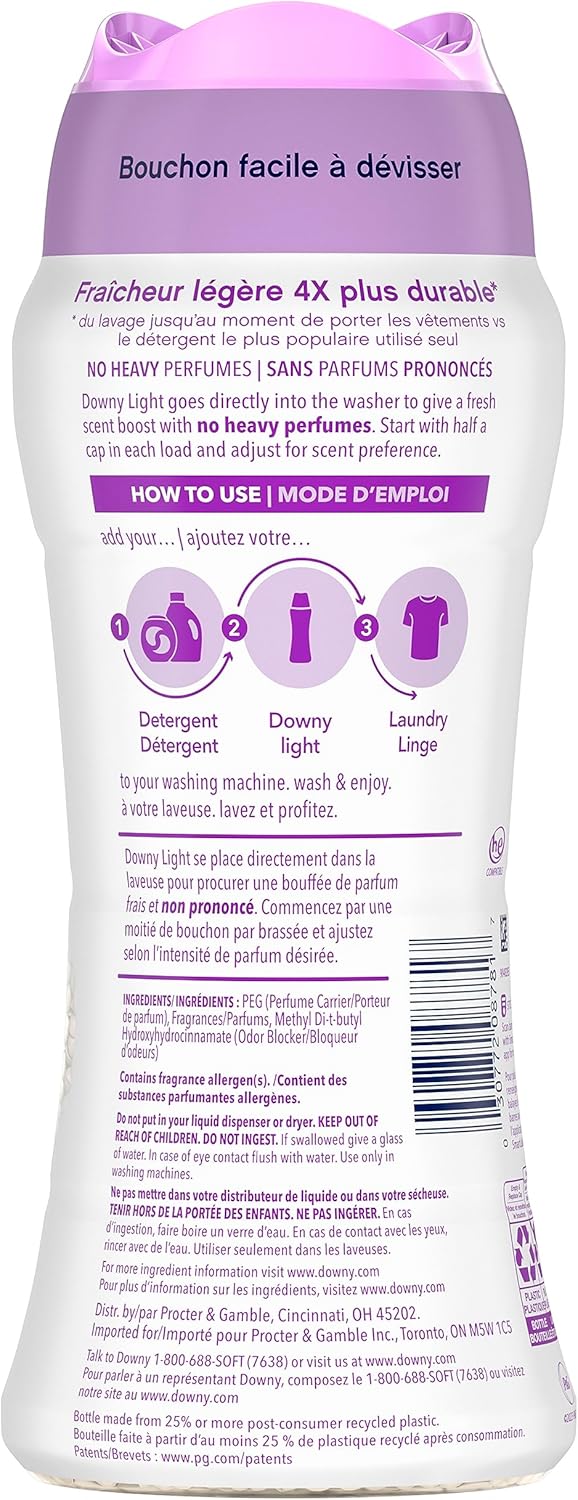 Downy Light Laundry Scent Booster Beads for Washer, White Lavender, 13.4 oz, with No Heavy Perfumes