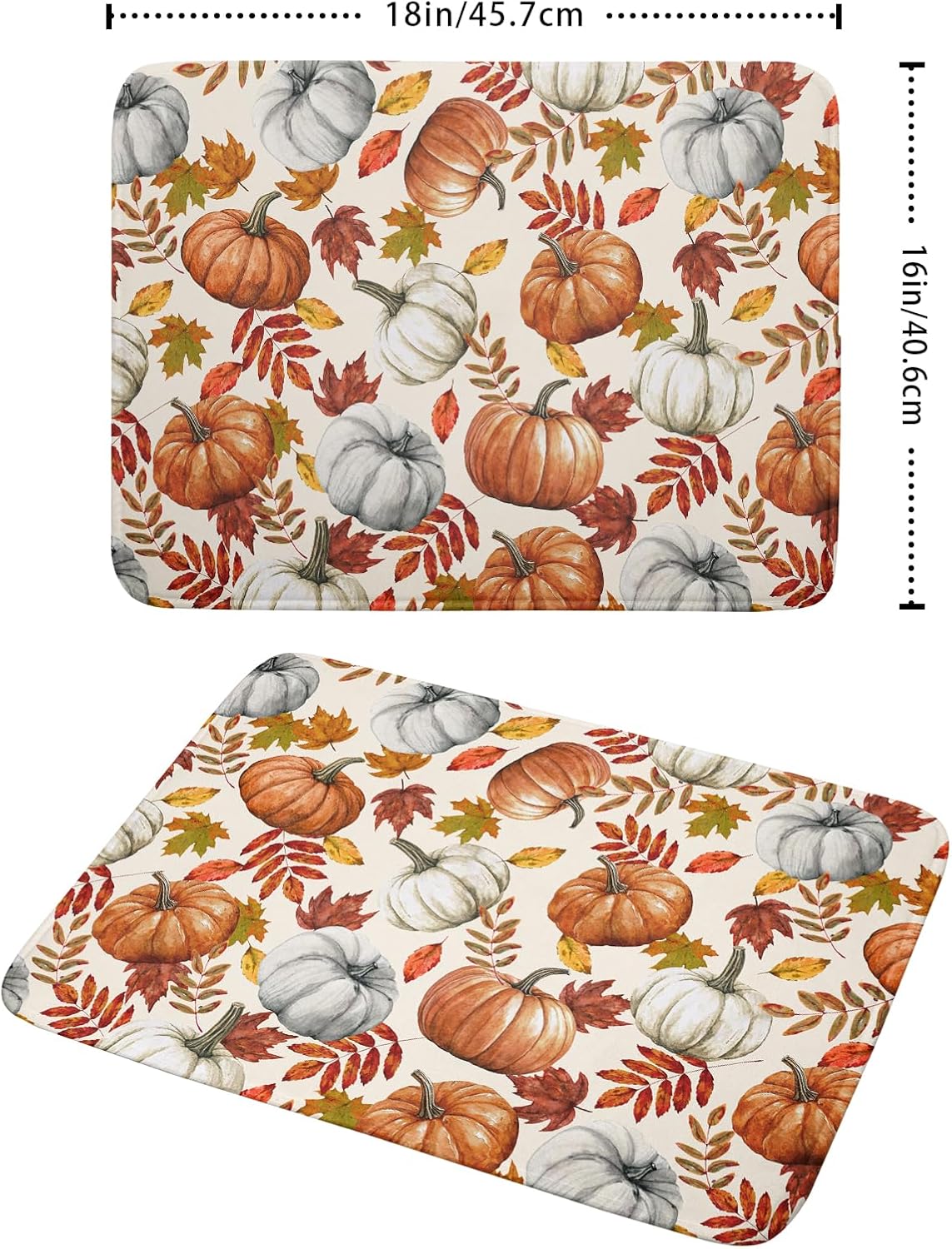 Fall Dish Drying Mat for Kitchen Counter 16x18 Inch Autumn Pumpkins Maple Leaves Drying Mats Thanksgiving Absorbent Reversible Dish Pad Fast Dry Drainer Mat Protector for Countertop Coffee Bar