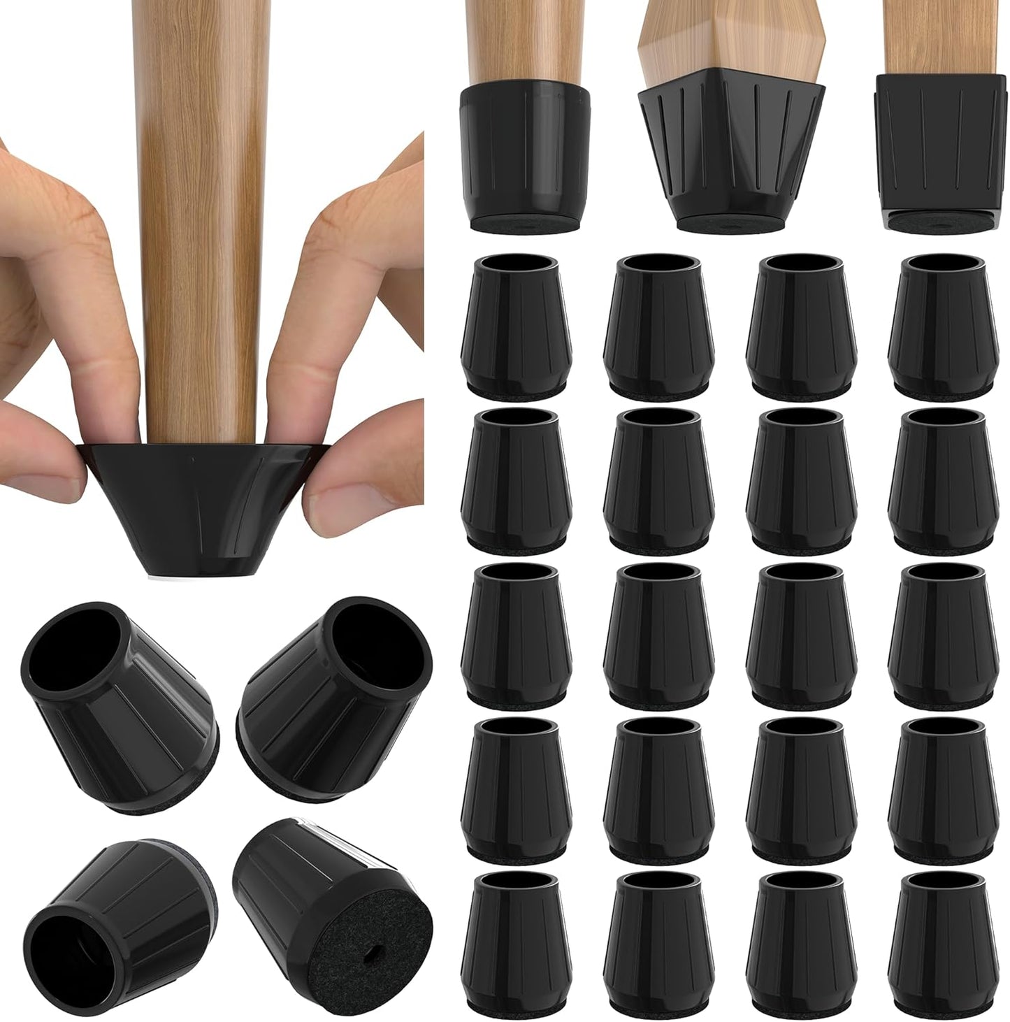 24PCS Extra Small Silicone Chair Leg Floor Protectors for Hardwood Floors, Thicken Rubber Chair Leg Cap Covers, Non Slip Furniture Leg Pads to Protect Wood Tile Floors from Scratches and Reduce Noise