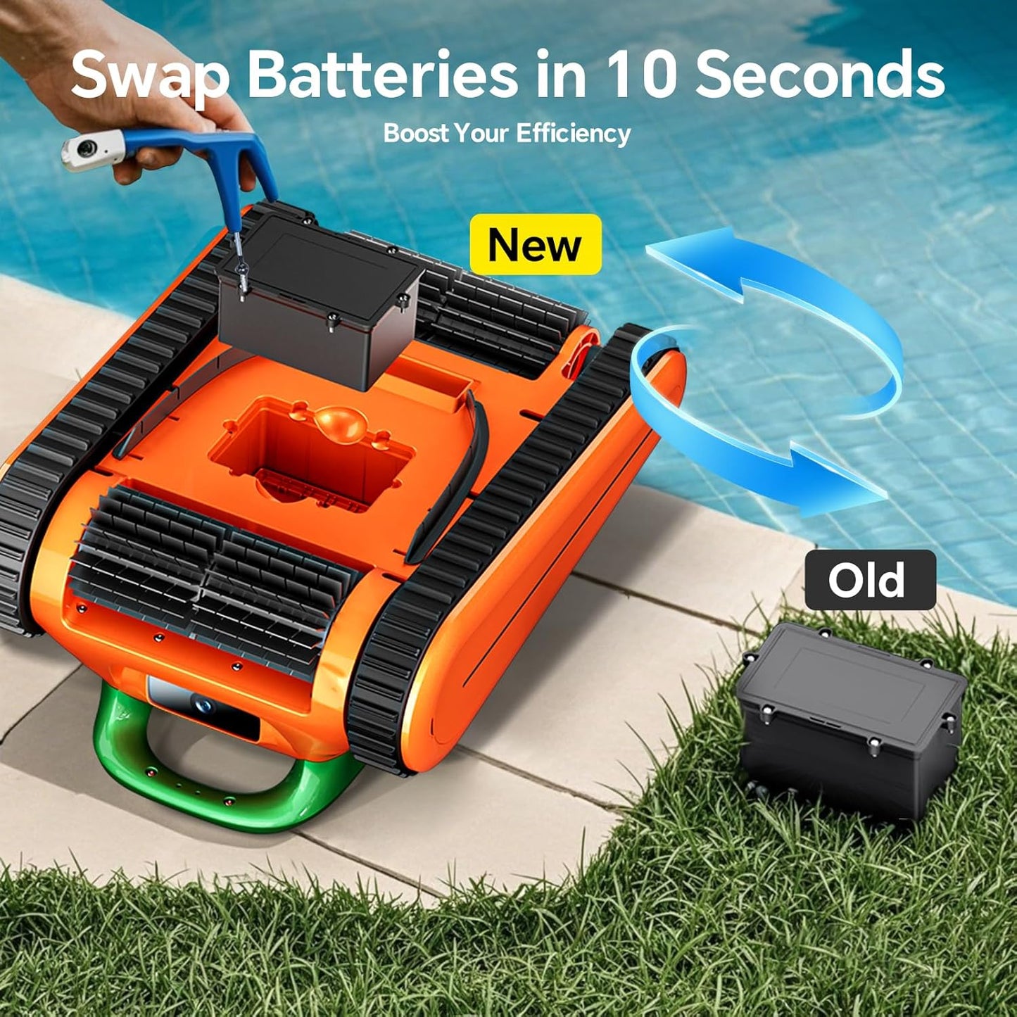 Cordless Robotic Pool Cleaner -Pool Vacuum 180W Brushless Motor, 45,000Pa Suction, Wall Climbing, Sonar Navigation, 3 Modes Automatic Pool Robot for Inground & Above-Ground Pools Up to 2150 Sq. Ft.