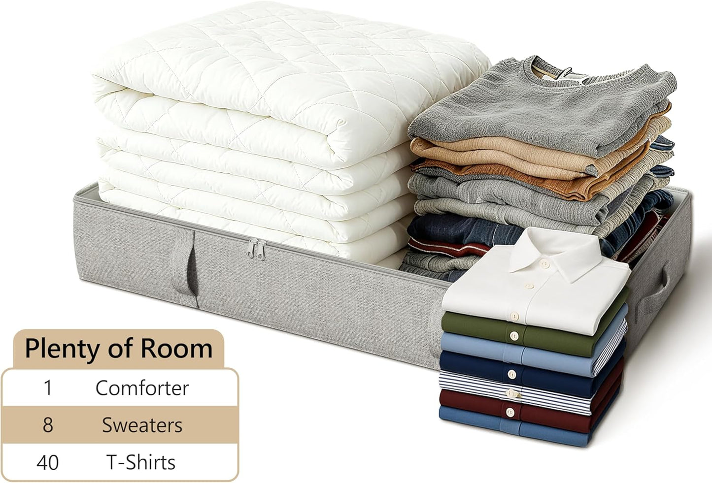 2-Pack Under Bed Storage Containers, 6 Inches Tall Underbed Clothes Storage Organizer Bin with Sturdy Sidewalls/Bottom, Underbed Storage Bins 2 Storage Thin Bins