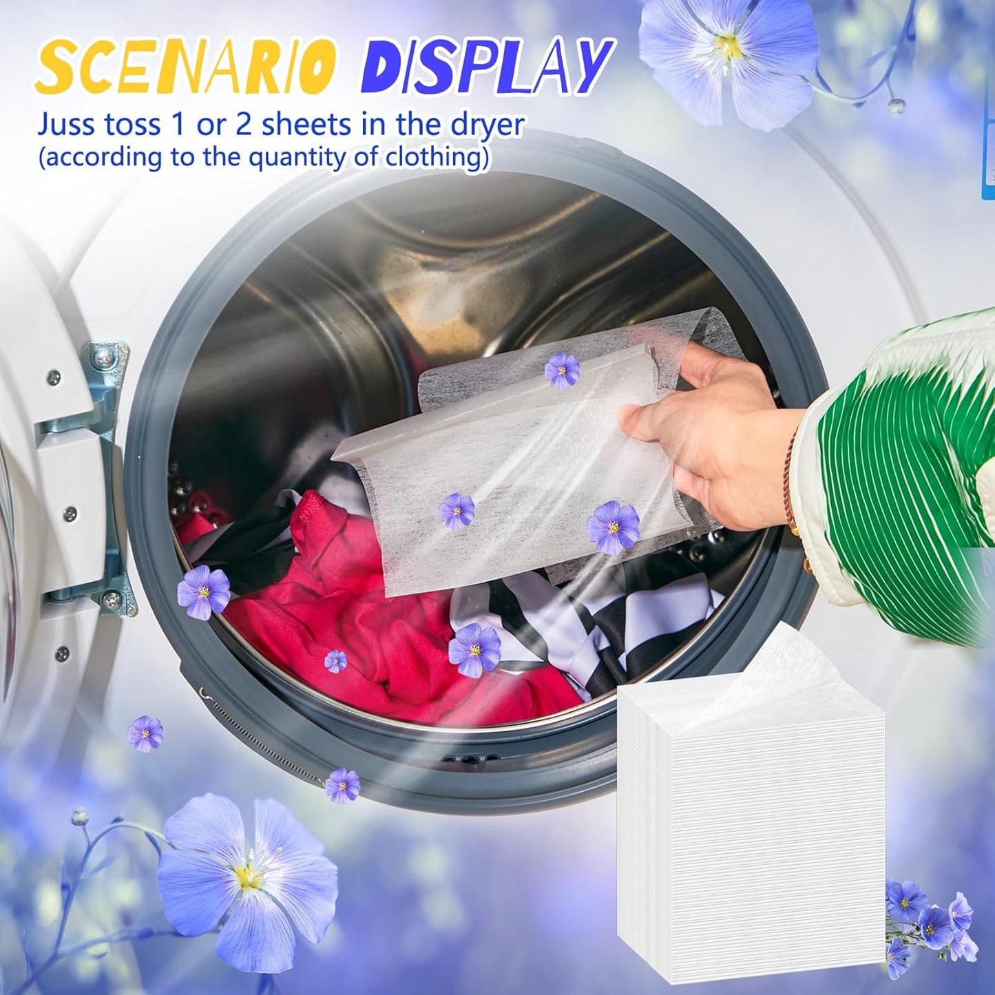 600 Count Flax Scent Dryer Sheets Fabric Softener Fresh Scent Dryer Sheets Bulk Naturally Softens and Removes Static Cling, Ideal for Large Households, Sensitive Skin