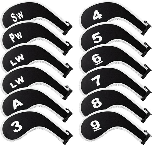 Golf 12pcs Thick Synthetic Golf Iron Head Covers Set Headcover Fit All Brands Callaway Ping Taylormade Cobra Etc. Also Custom Name