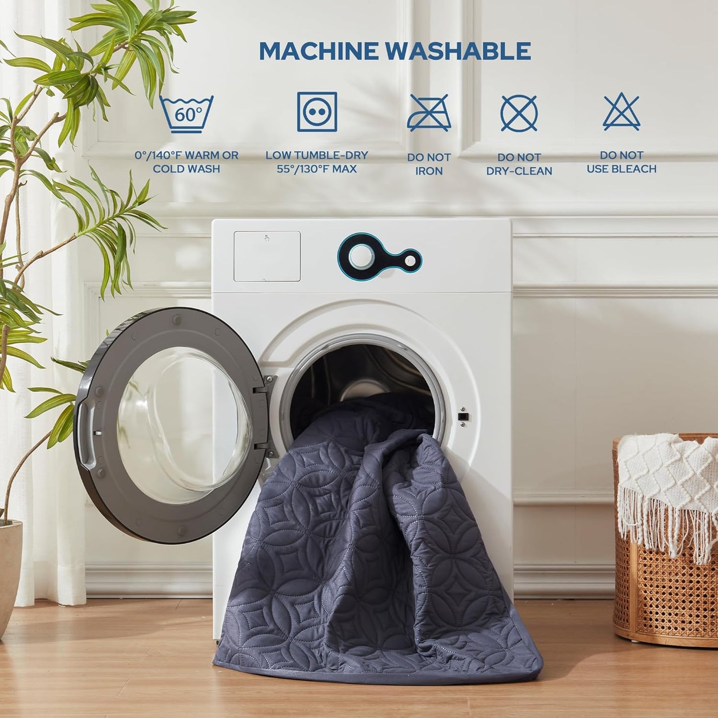 BEDLORE Waterproof Mattress Protector, King Size Mattress Pad with Deep Pocket 6"-18" Depth, Soft Dirt-Proof Double Bed Mattress Cover for Bedroom, College Dorm, Hotel (Navy Blue)