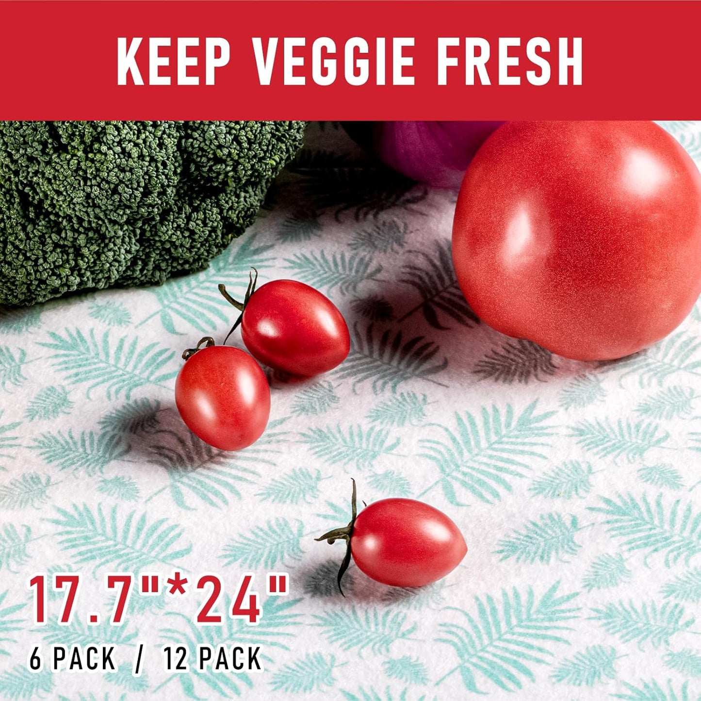 Cooyes Absorbent Refrigerator Liners, Non Slip Shelf Liner for Drawers & Kitchen Cabinets, Cloth Material Keep Produce Fresh Longer, Machine Washable, 17.7" * 24", 6 Pack