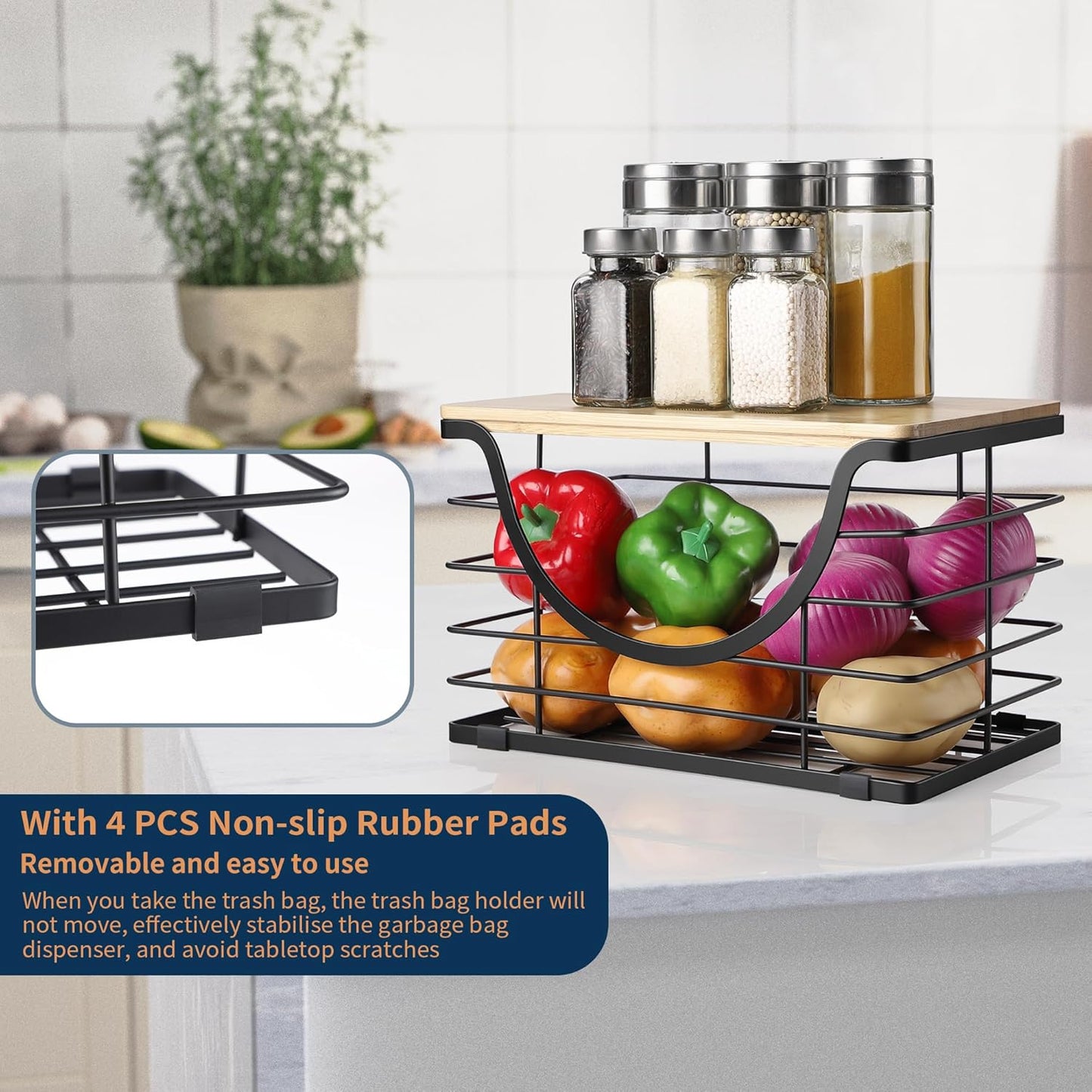 Extra Large Trash Bag Holder Under Sink Stackable Kitchen Storage with Lid, Garbage Bag Dispenser Roll Holder, Wall Mounted Trash Bag Container, Laundry Room Organization Storage