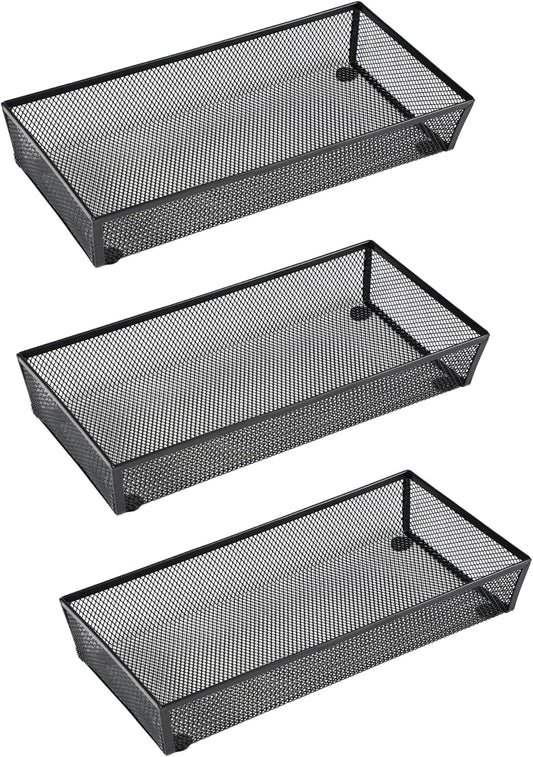 BYCY 3 Pack Mesh Flatware Drawer Organizer for Kitchen/Office/Home Tools,Spoon Knife Fork Organizers Box Utensil Tabletop Storage Tray (12 x 6 x 2 Inch)