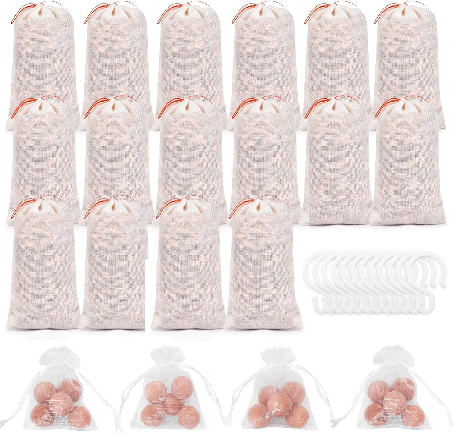 Homode Cedar Blocks for Clothes Storage, Cedar Balls and Cedar Chips for Closets and Drawers, Scented Cedar Sachets Bags Closet Air Freshener, 24 Pack