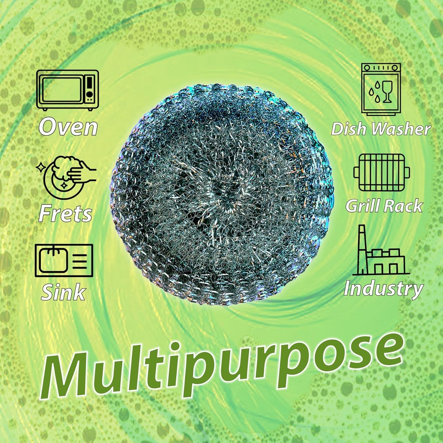 3 Pcs ESSPERTA Stainless Steel Wool Scrubber，3 Steel Scrubber Wool Pads for Cleaning Dishes, Metal Scrubber Pot Scrubbers Can Clean Iron Pots, Stoves, Barbecue Grills, Wash Sink