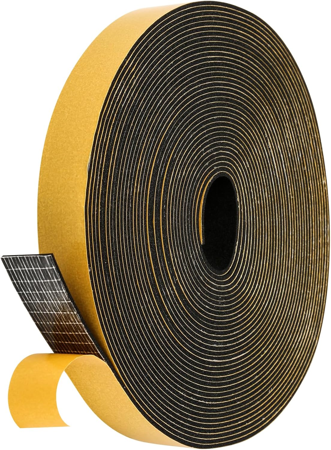 Black Weather Stripping Door Seal Strip (3/5 Inch X 1/16 Inch X 32Feet), Strong Adhesive, Lightproof, Soundproof, Weatherproof Foam Tape Insulation for Sliding Door, Front Door Frame, Windows