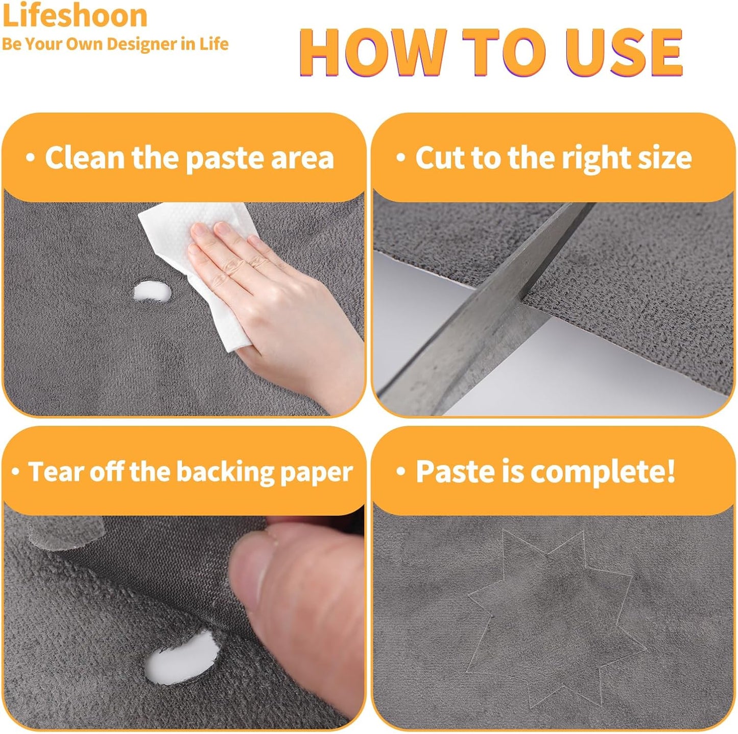 Fabric Repair Patches, 17X79 Inch Self-Adhesive Suede Patches Tape Durable, DIY Large Fabric Repair for Sofa, Couches, Furniture, Chair, Clothing （17X79 Inch, Grey）