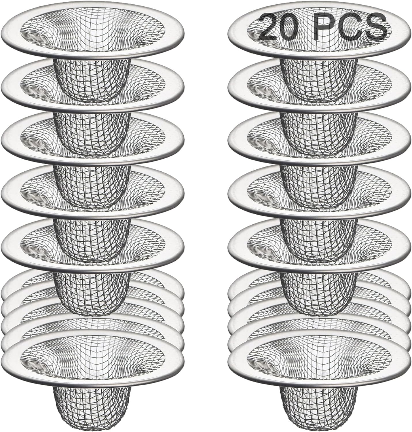 20Pcs Small Drain Mesh Basket, 2.125'' Bathroom Sink Drain Strainer Screen Mesh Sink Strainer Hair Catcher Drain Filter Cover for Bathtub Lavatory RV Laundry Shower Floor Utility Sink Drain