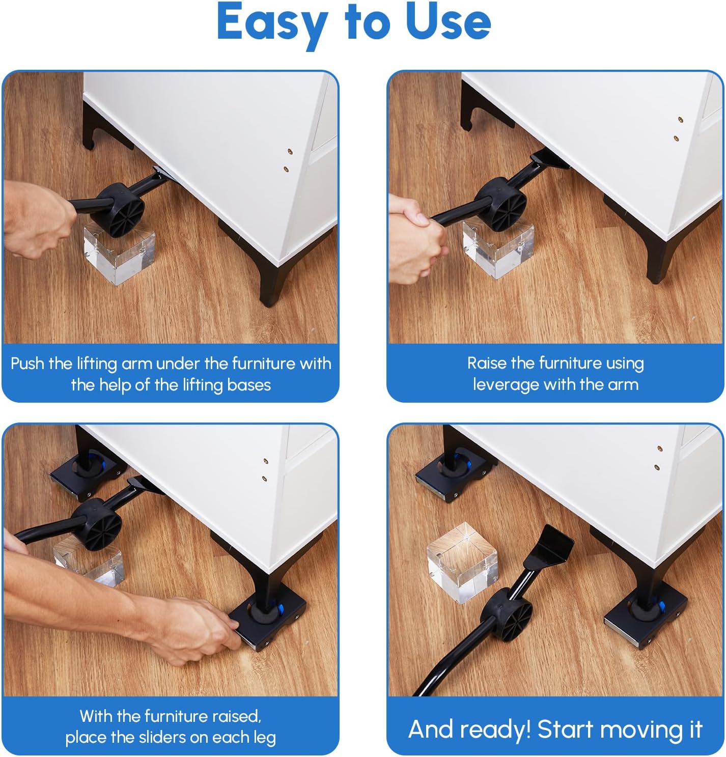 Furniture Sliders, Furniture Movers with Wheels 700LBS- 4 Metal Slider with Anti-Slip Pad（4 Brakes Each for Easy Moving, Heavy Duty Appliance Roller Dolly for Couches, Sofas +More.