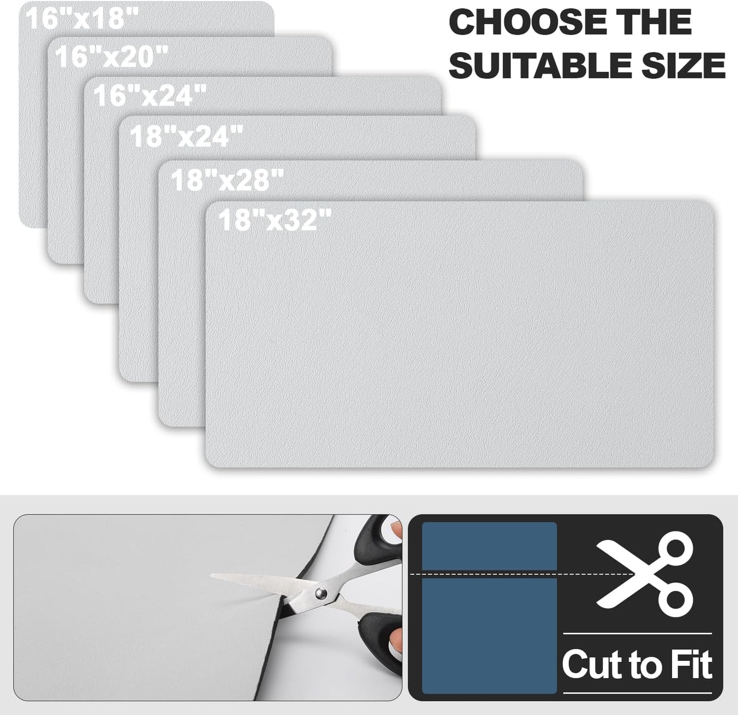 Dish Drying Mat for Kitchen Counter | Coffee Bar Mat for Countertops | Heat Resistant Drainer Mat with Non-slip Rubber Backed | Hide Stain Kitchen Absorbent Draining Mat | Light Grey 18"x28"