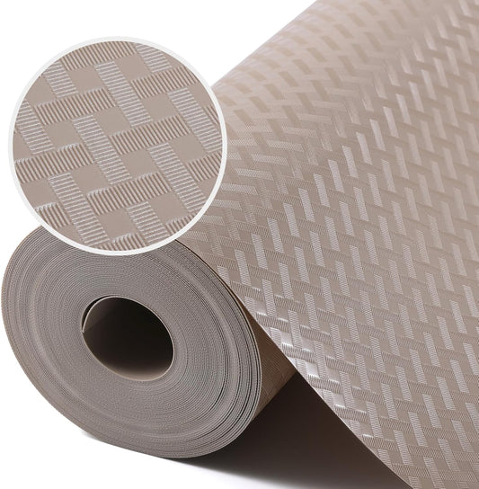 Beige Shelf Liners for Kitchen Cabinets Refrigerator Liners Waterproof & Oil-Proof Kitchen Cupboard Liner Drawer Mats EVA Material Non Adhesive Fridge Liner for Shelves 23.6 x 157.4 Inches