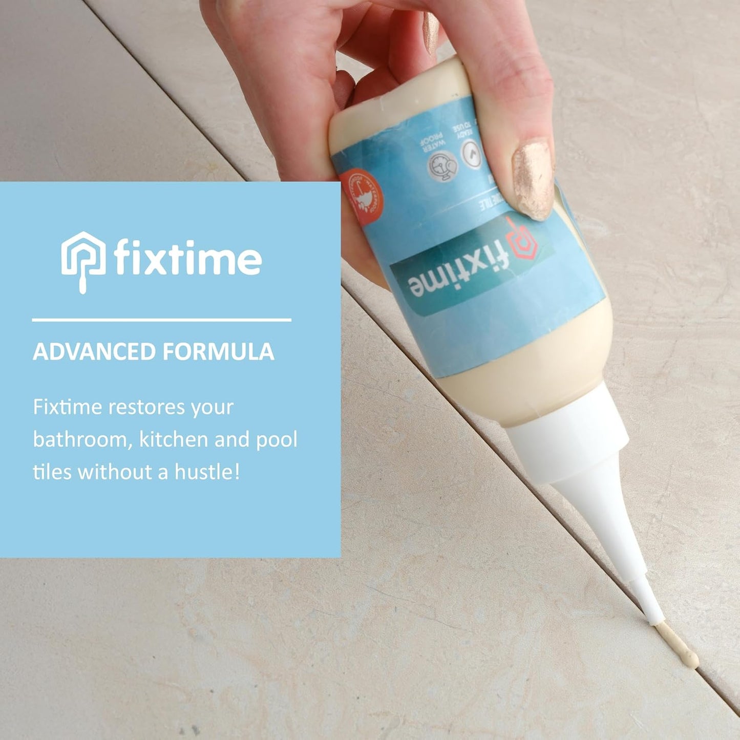 Grout Filler Repair Kit – Cream Beige Premixed Crack Filler for Floor Tiles – Fast Drying Grout Sealer with Spatula – 8 oz