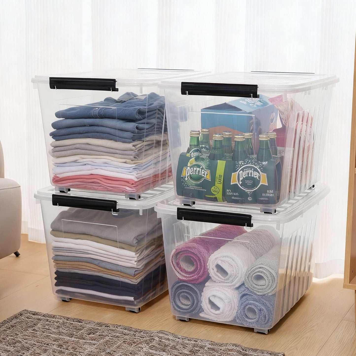 Citylife 82 QT Clear Plastic Storage Bins with Lids Stackable and Nestable Storage Boxes with Lids Large Plastic Storage Containers for Garage, Closet, Kitchen, 6 Packs