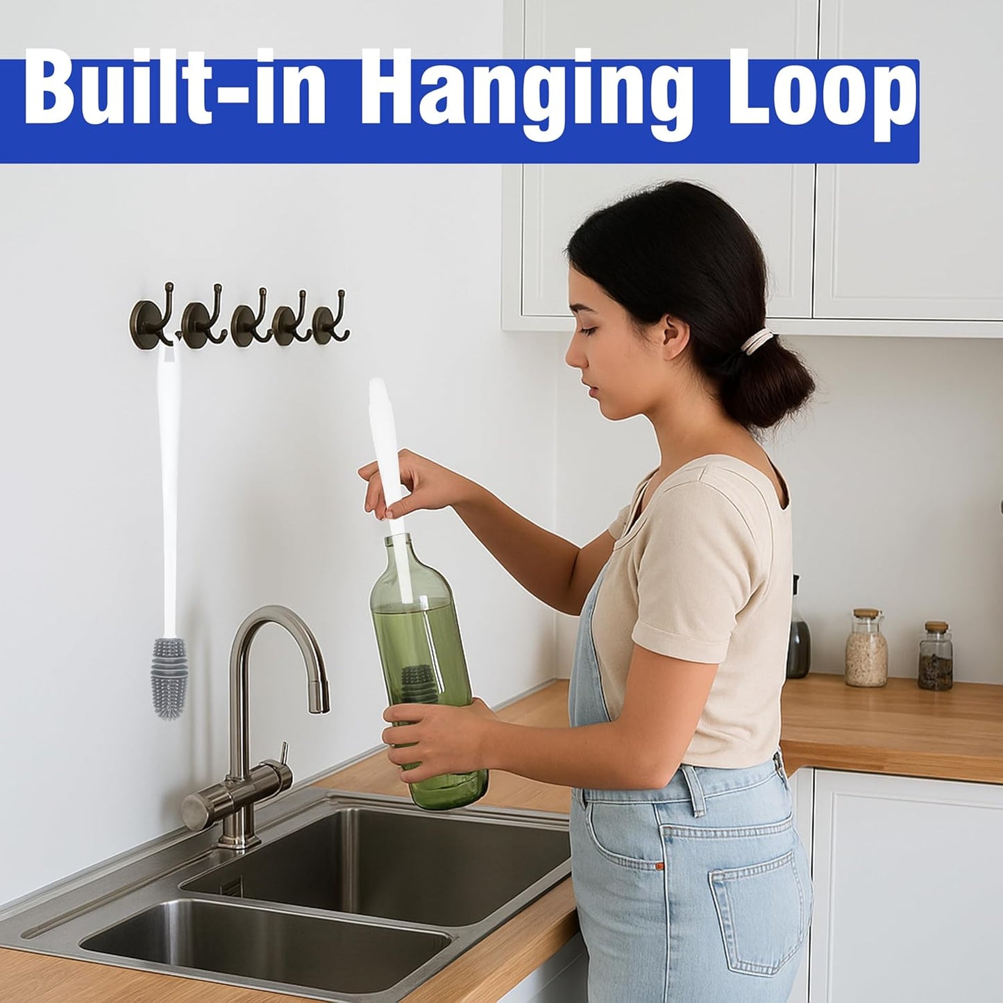 PHYEX 2 Packs Long Handle Bottle Brushes, Water Bottle Cleaner for Washing Narrow Neck/Mouth Bottle