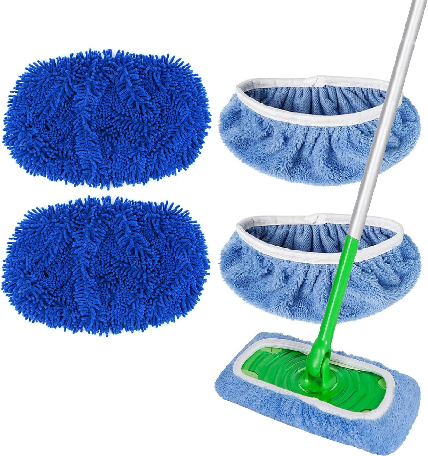 Reusable Microfiber Mop Pads Washable Wet Pads Compatible with Swiffer Sweeper Refills Pads for Wet & Dry Sweeping Cloths Mop Head Replacement for Household Cleaning