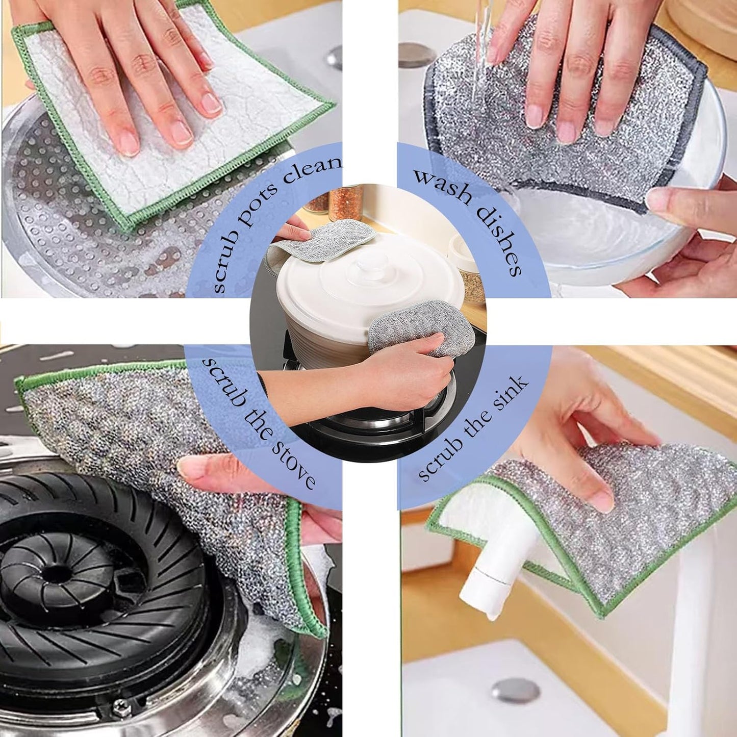 New Scratch-Resistant Multi-Functional Metal Wire Dish Cloth, Double-Sided for Wet and Dry use, Suitable for Washing Dishes, cookware, Sinks, stoves, and Kitchen Cleaning(2PCS)