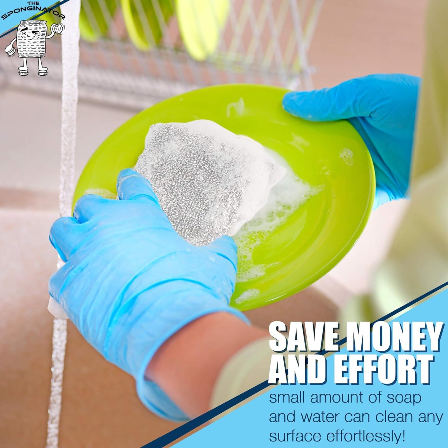 SPONGENATOR Kitchen Scrubbing Sponges - Heavy Duty Non-Scratch Scrubbing Cleaner Sponges in 2 Colors - Multi-Surface Non-Metal Dish Scouring Scrubbers for Fast Cleaning (Gold & Silver, 12)