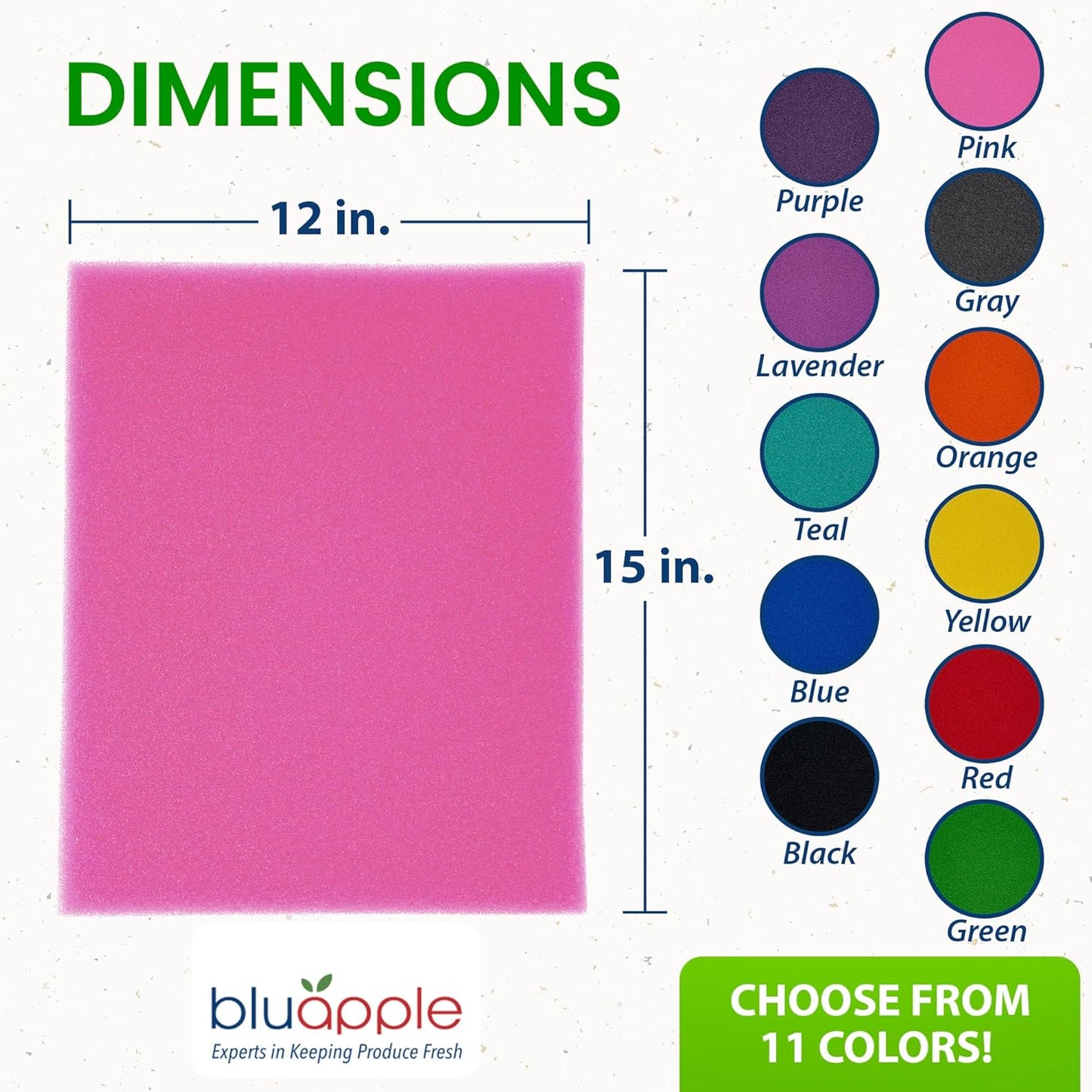 Bluapple FreshMats, Refrigerator Bin Liner, Fridge Drawer Mats, Crisper Life Extender Liner Keeps Produce Fresh Longer, Anti-Bruising, Helps Air Circulation, Washable & Reusable (4-Mats, 12x15, Pink)