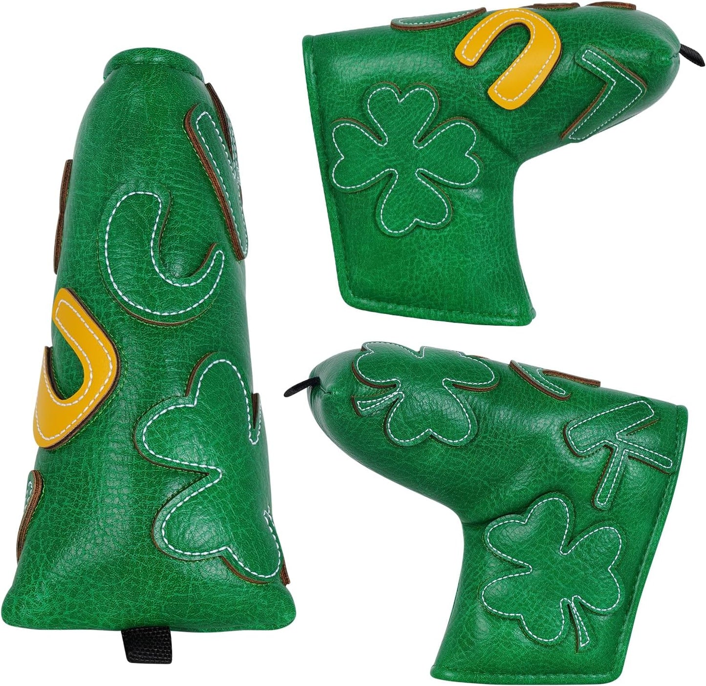 Golf Headcovers Golf Club Head Covers Four Leaf Clover Good Luck Charm - Clover Style Premium Leather Driver Fairway(FW) Wood Hybrid(UT) with Number Tags