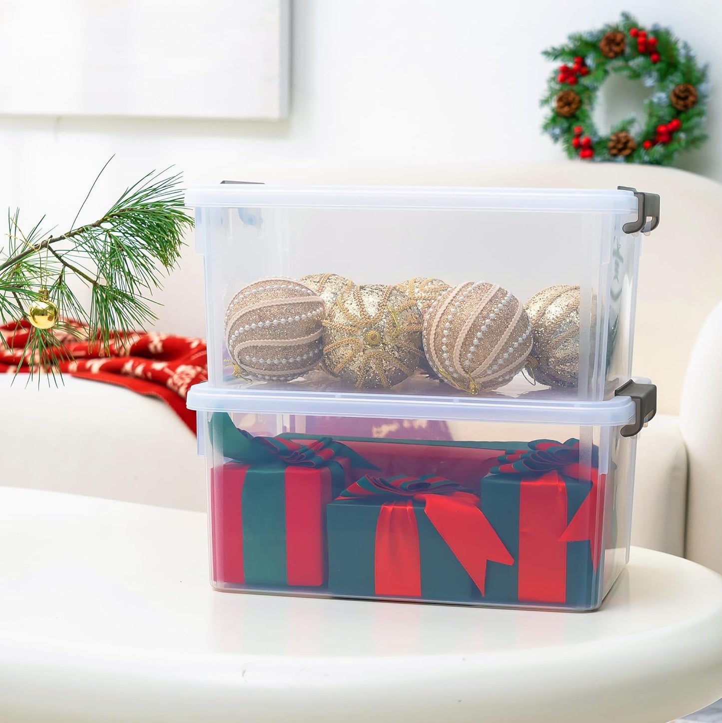 Citylife 17 QT Plastic Storage Bins with Latching Lids Stackable Storage Containers for Organizing Large Clear Storage Box for Garage, Closet, Kitchen, 4 Packs