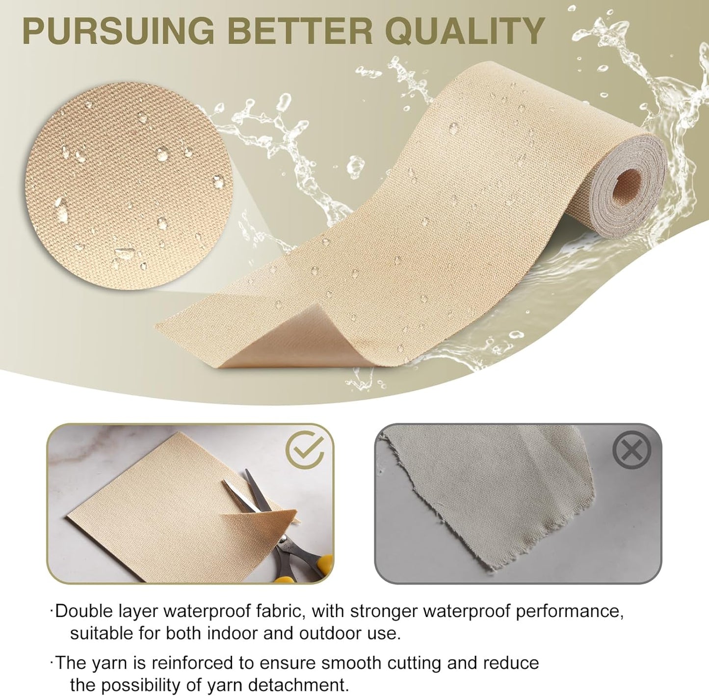 Canvas Repair Tape 4×70 Inch Waterproof Self-Adhesive Fabric Repair Patch for Repairing Boat Covers,Tents,Patio Umbrellas,Car Seats,Luggage,Sofas.(Light Brown)