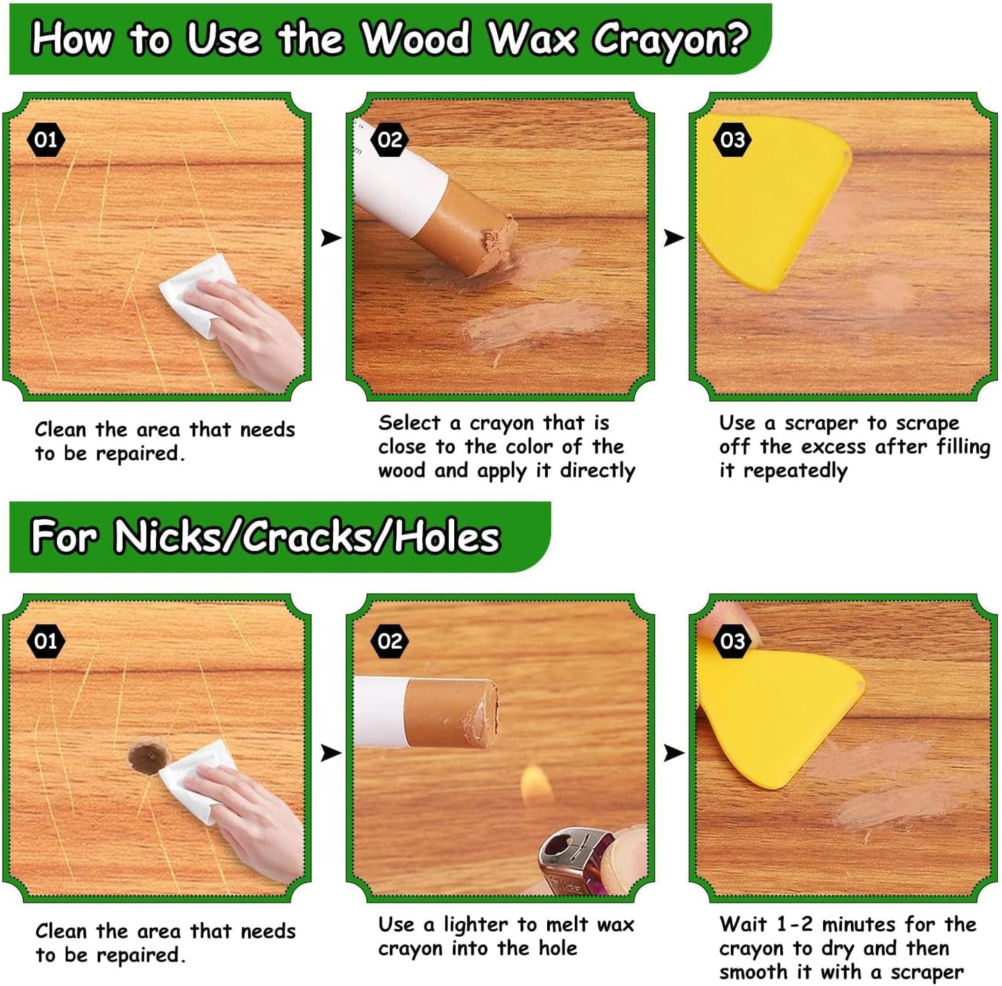 Furniture Markers Touch Up, 20 Colors Wood Filler Sticks, Wood Wax Crayons for Repairing Scratches, Scuffs, Cracks, Holes on Furniture, Floors, Cabinets, Tables, and Doors - Mixed Series