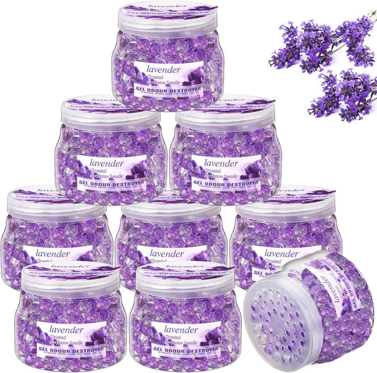 9 Pack Odor Eliminator Gel Beads Bulk 10 Ounces Air Freshener Gel Beads Odor Eliminator for Home, Bathrooms, Cars, Boats and Pet Areas(Lavender)