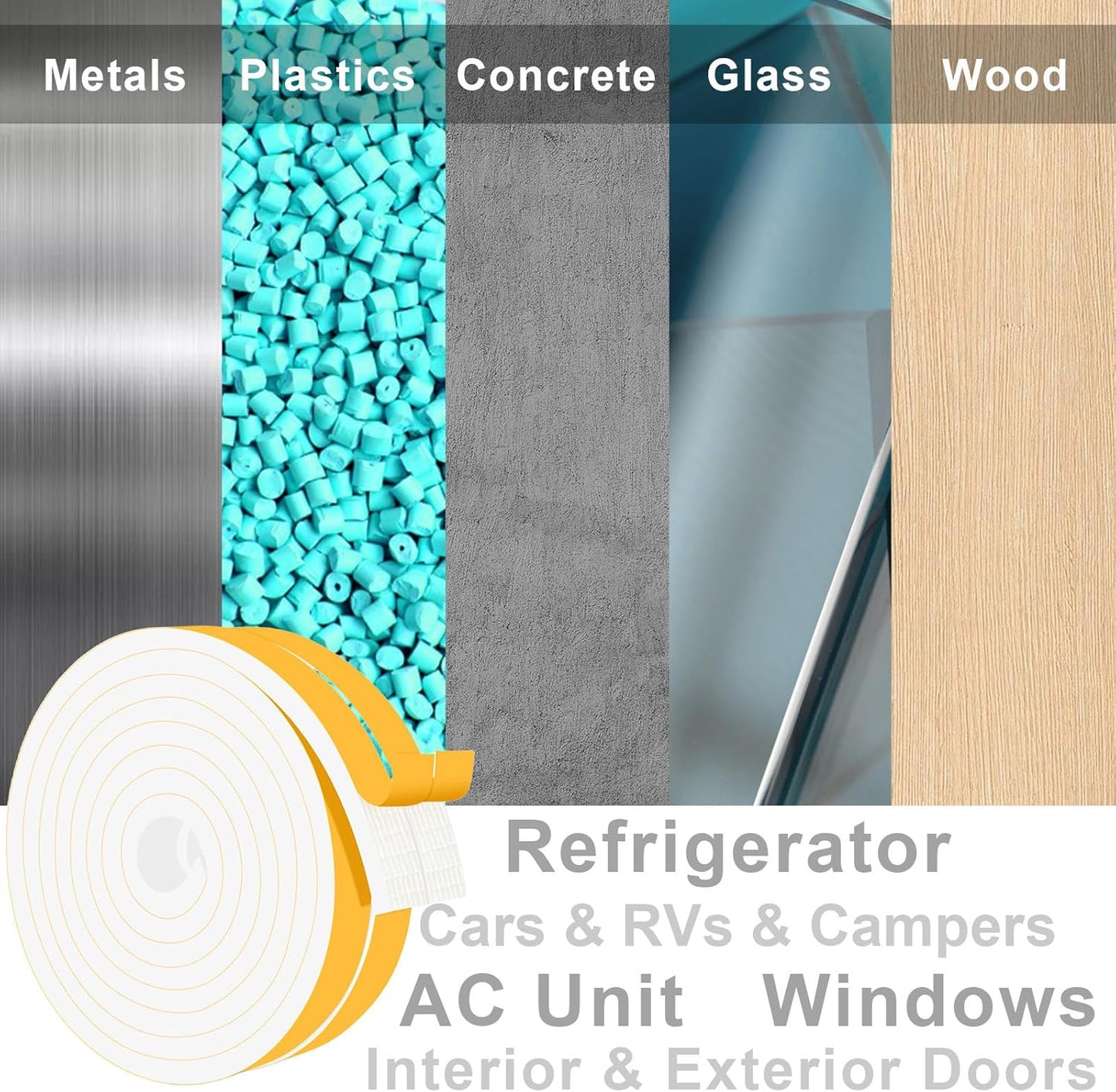 Closed Cell Foam Weather Stripping for Various Door Seal and Window Insulation, One Sided Foam Strips Adhesive, SoundProof Weatherproof AC Seal Strip, Shock-Absorbing (3/4 in x 1/4 in x 13Ft)