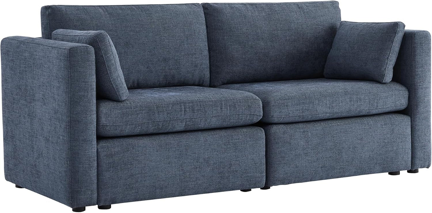 CHITA Small Modular Sectional Fabric Sofa Set, Extra Comfty Loveseat Cloud Couch, FSC Certified Modular Sectional Couch for Living Room, 78 inch Width,2 Seat Modular Sofa, Blue